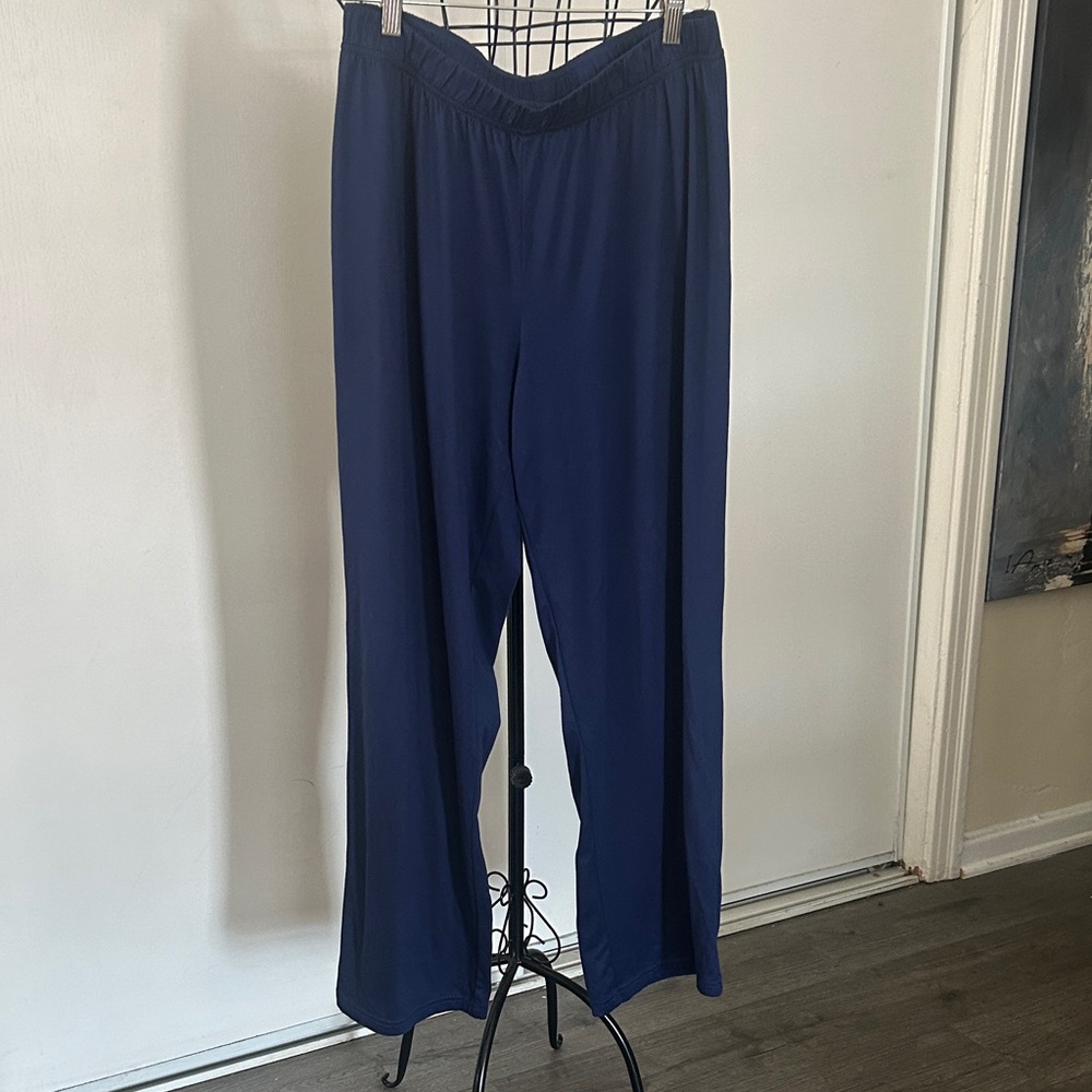 Muk Luks Navy Wide-Leg Pull-On Pants Size M
